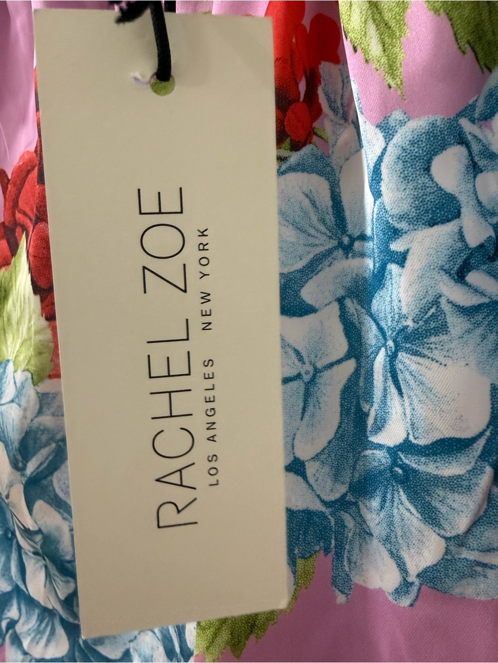 Rachel Zoe Lavender Floral Wide-Leg Lounge Pants with Blue and Red Blooms - Picture 4 of 5